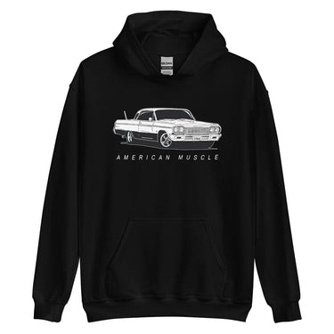 1964 Impala Chevelle Hoodie From Aggressive Thread Muscle Car Apparel - Black